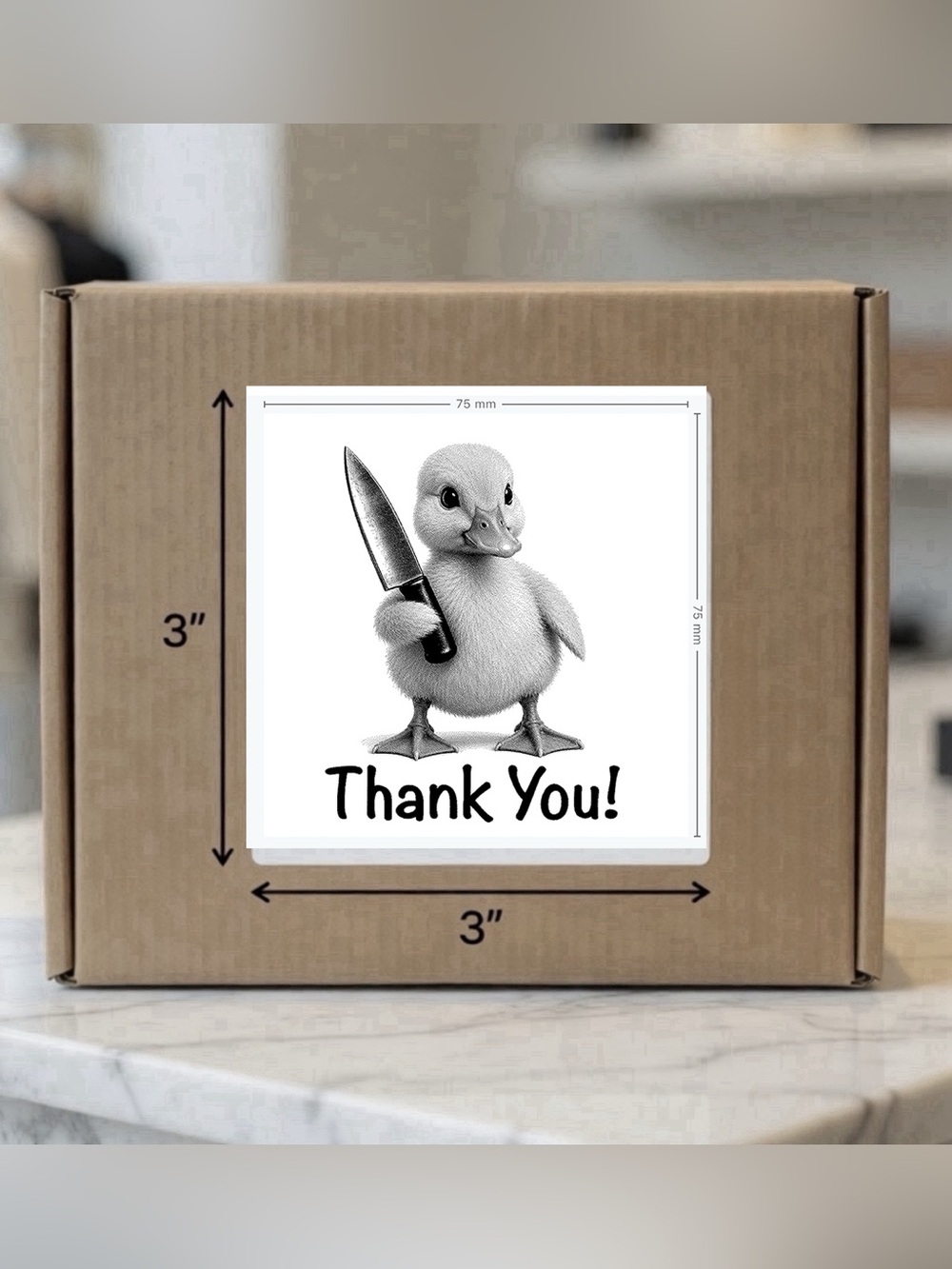 Knife Duckling Thank You Stickers
 3”x3”-100ct.